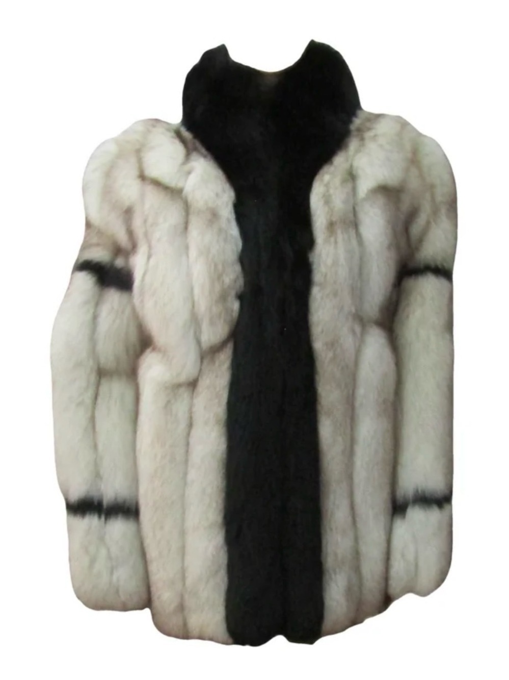 Saga Furs Two-Tone Fur Jacket in Cream and Black